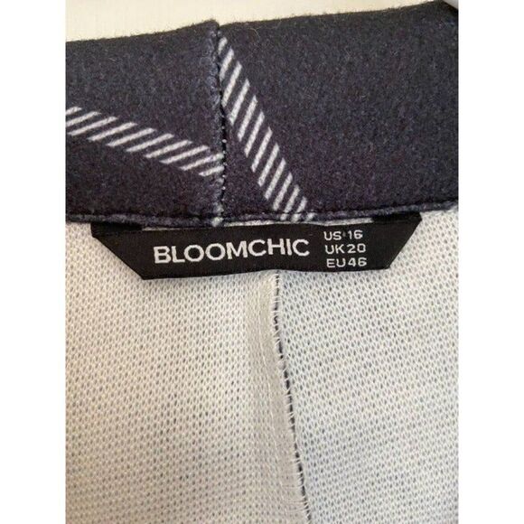 Blue Plaid Shawl Collar Belt Overcoat-BloomChic (Sz 16) - Picture 2 of 8